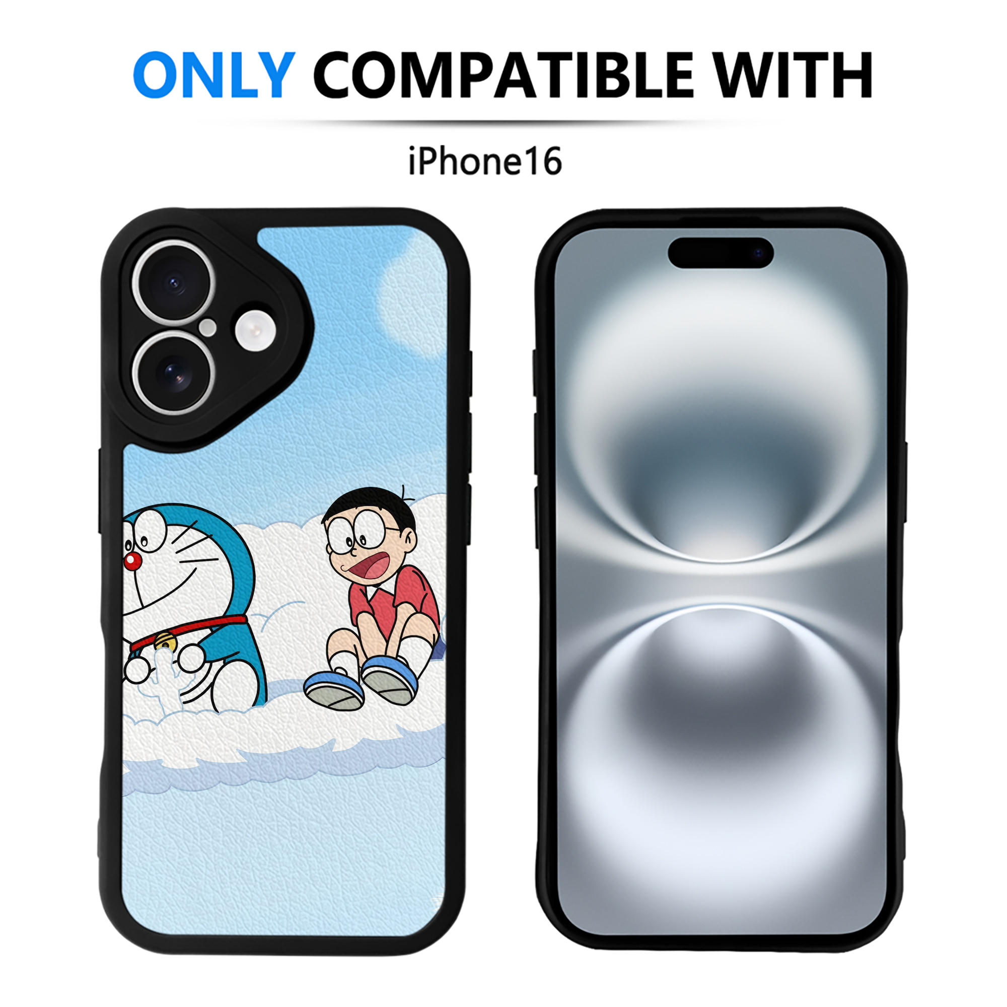 （画像用） ドラえもん Doraemon 【iPhone 16シリーズ対応】シリコンスマホケース（レザー調） 材質：シリコン